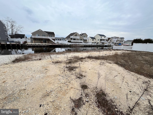 view of yard with a water view