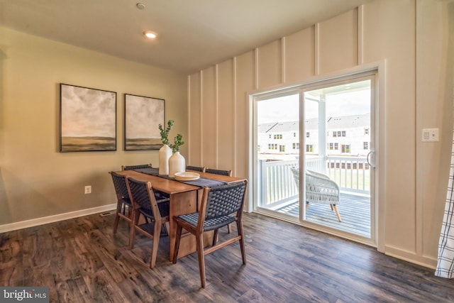 dining room featuring dark hardwood / wood-style floors