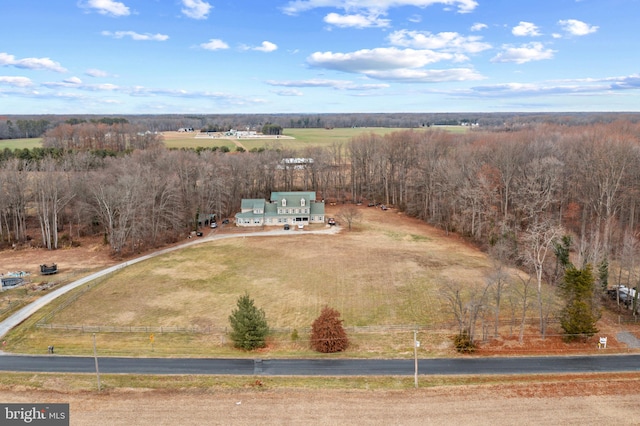 drone / aerial view with a rural view