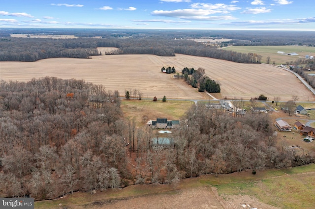 aerial view featuring a rural view