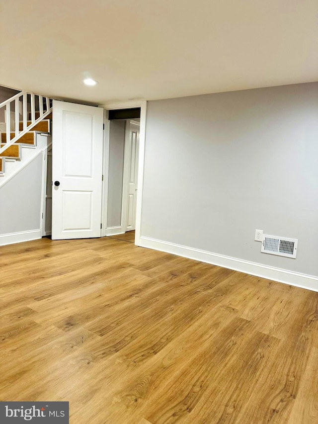 interior space with light hardwood / wood-style flooring