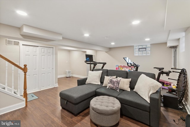 living room featuring wood-type flooring