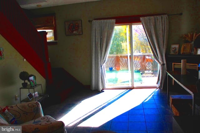 view of tiled living room