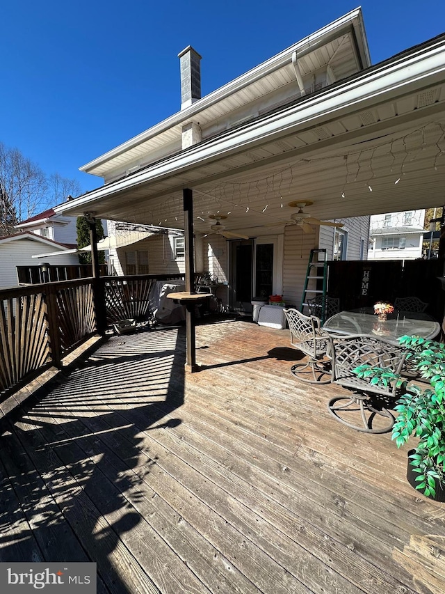 deck featuring ceiling fan