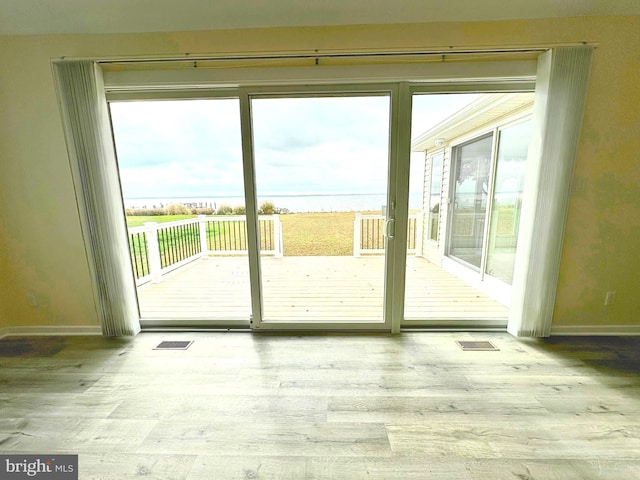 doorway featuring a healthy amount of sunlight and light wood-type flooring