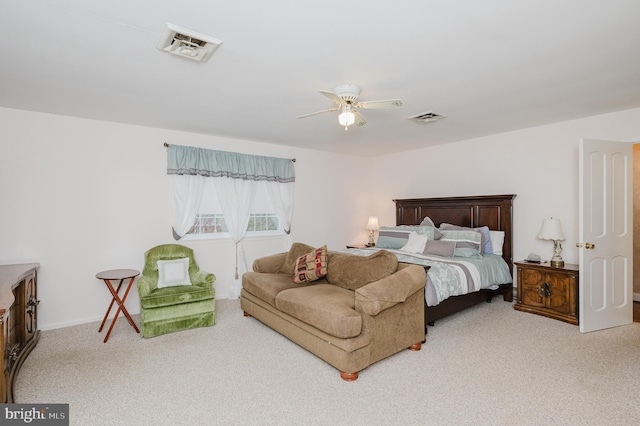 bedroom featuring carpet and ceiling fan