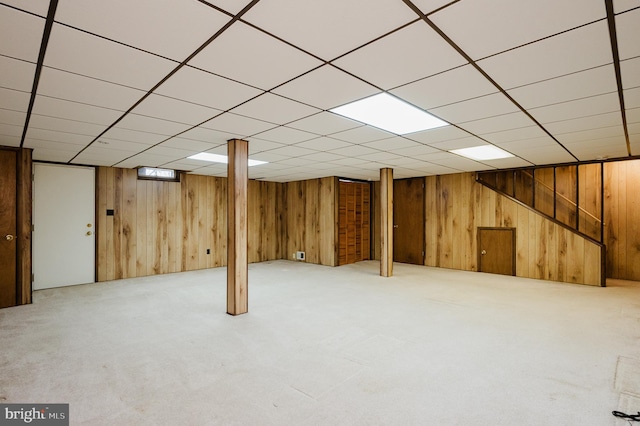 basement with light carpet