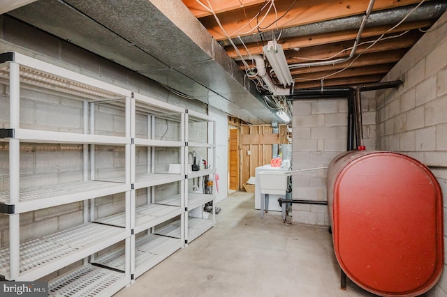 basement with sink