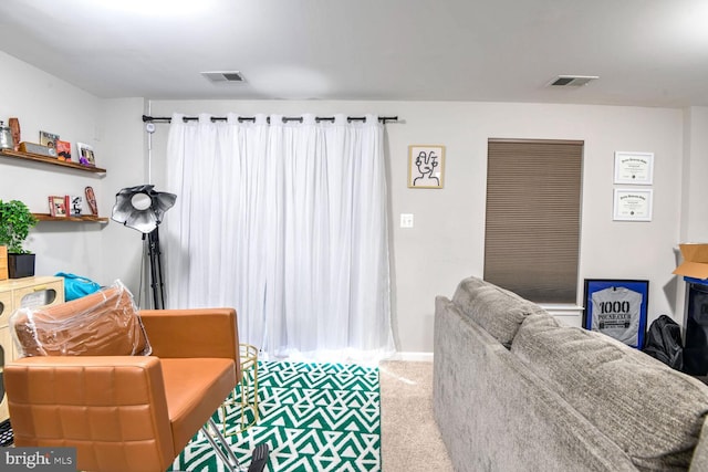 living room featuring carpet flooring