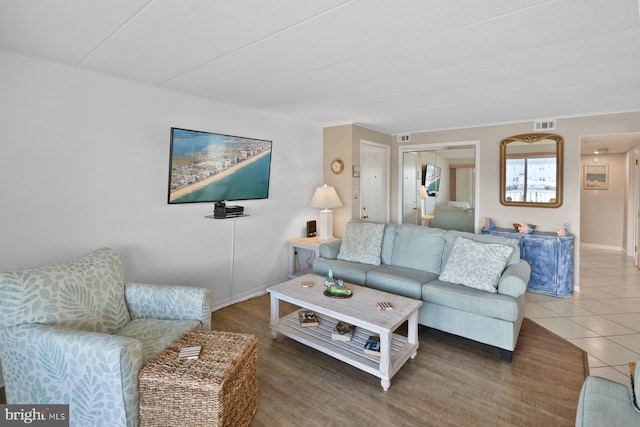 living room with wood-type flooring