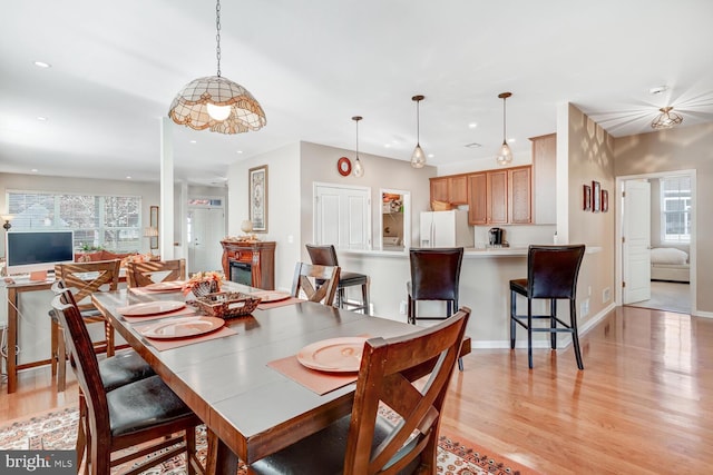 dining space featuring light hardwood / wood-style floors