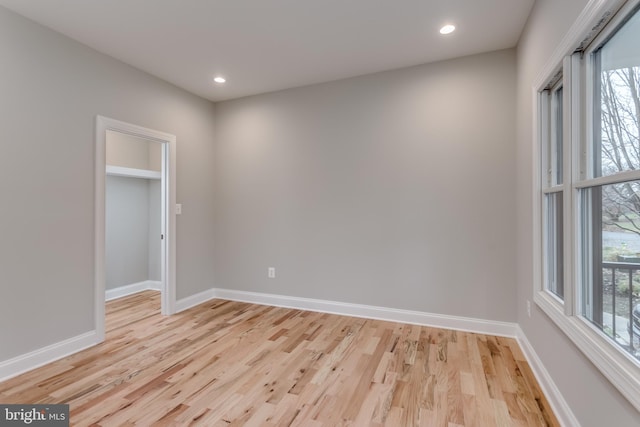 empty room featuring a healthy amount of sunlight and light wood-type flooring