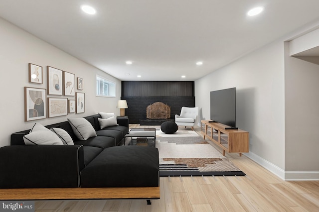 living room with light wood-type flooring