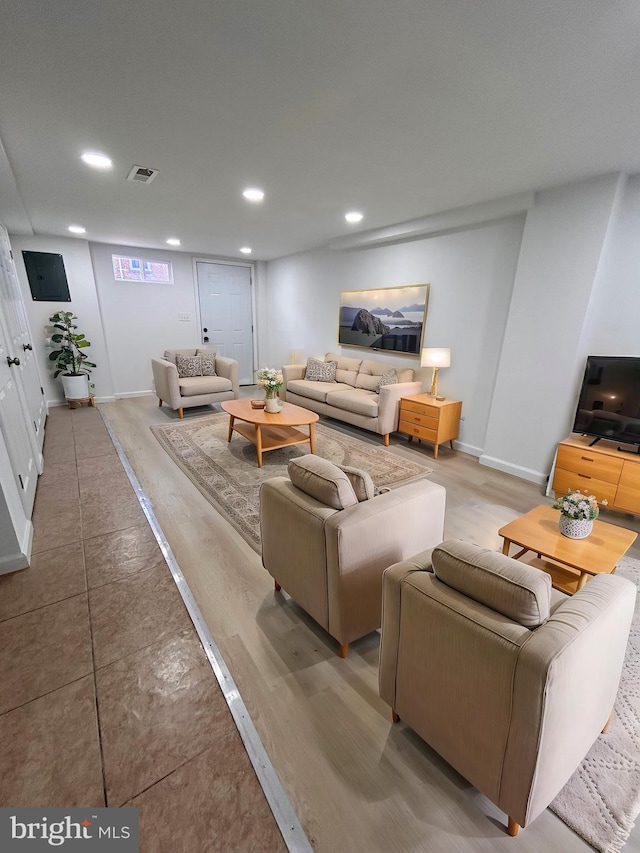 living room featuring light hardwood / wood-style flooring