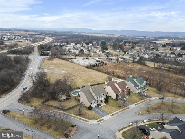 aerial view featuring a mountain view