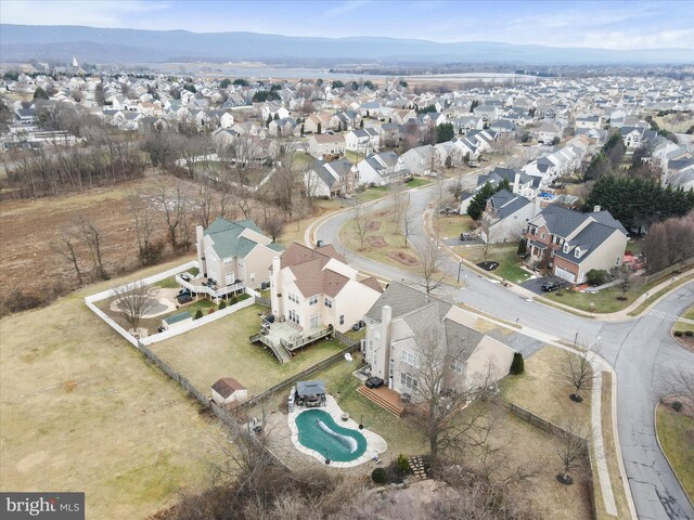 aerial view featuring a mountain view