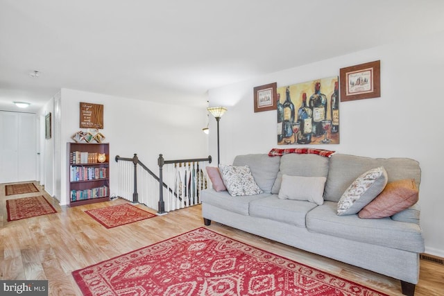 living room with hardwood / wood-style floors