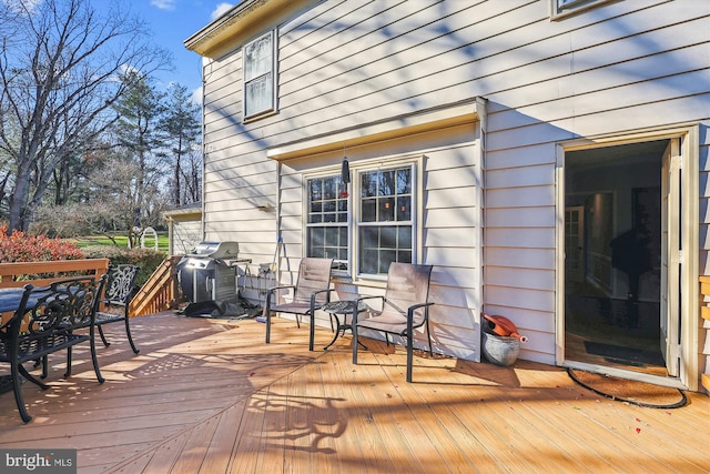 deck featuring area for grilling