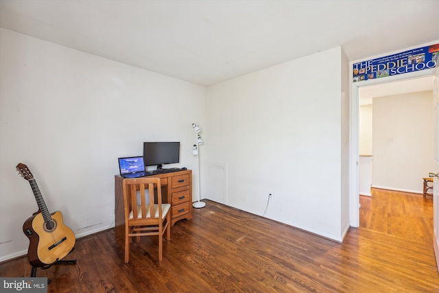 office area with hardwood / wood-style floors