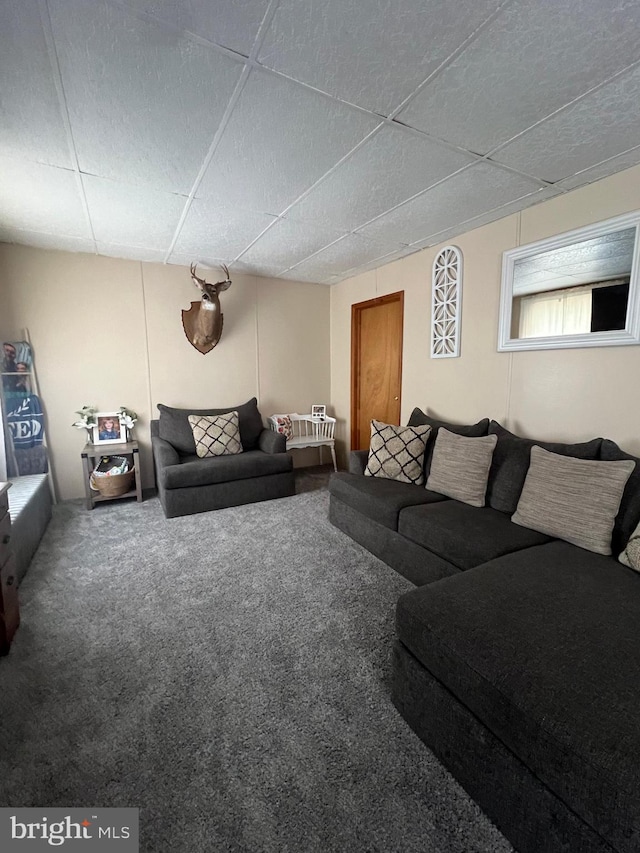 living room with carpet flooring