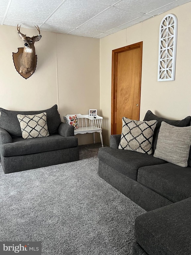 living room with carpet flooring