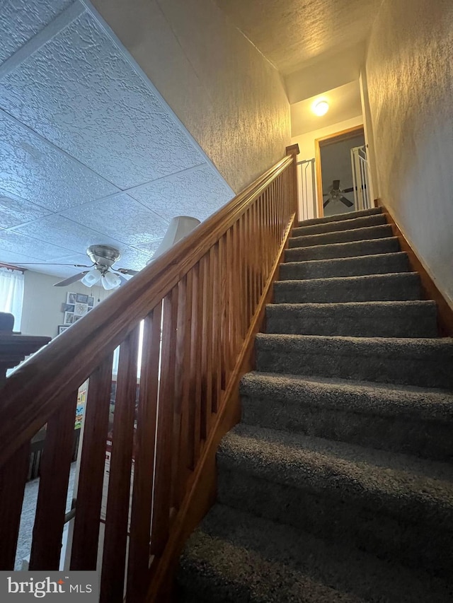 staircase with ceiling fan