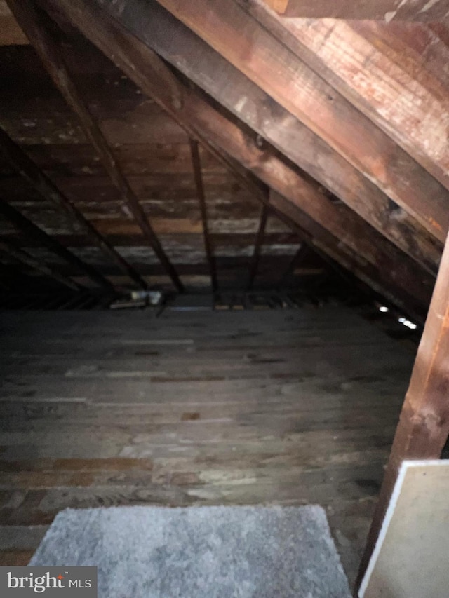 view of unfinished attic