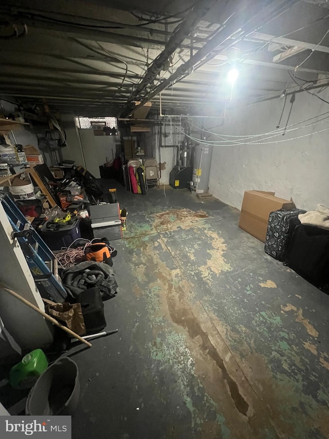 basement with water heater