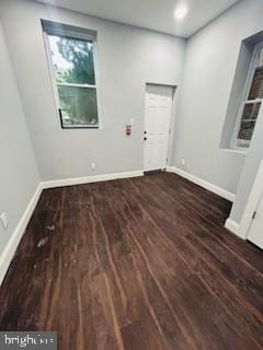 interior space with dark hardwood / wood-style floors