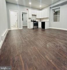 unfurnished living room featuring dark hardwood / wood-style flooring