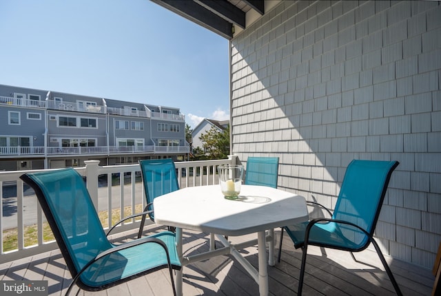 wooden balcony with a deck