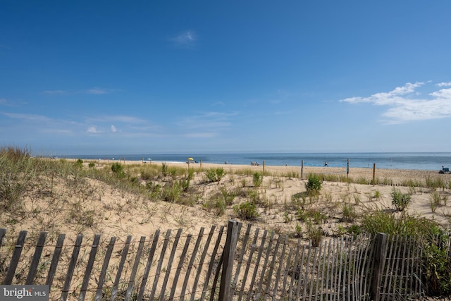 view of water feature with a view of the beach