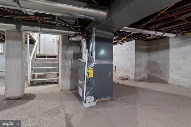 basement with heating unit