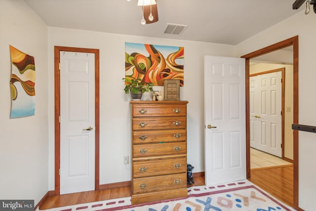 bedroom with light wood-type flooring