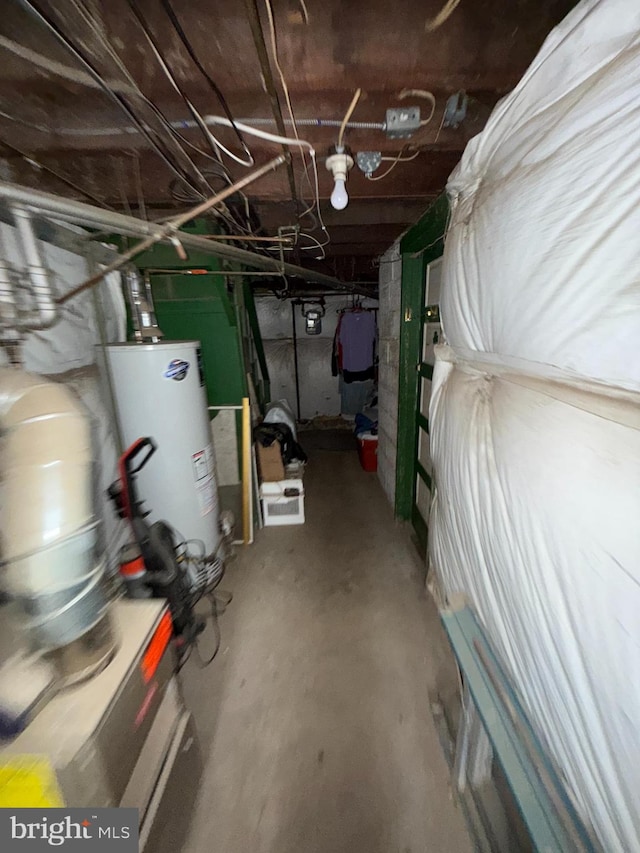 basement with gas water heater