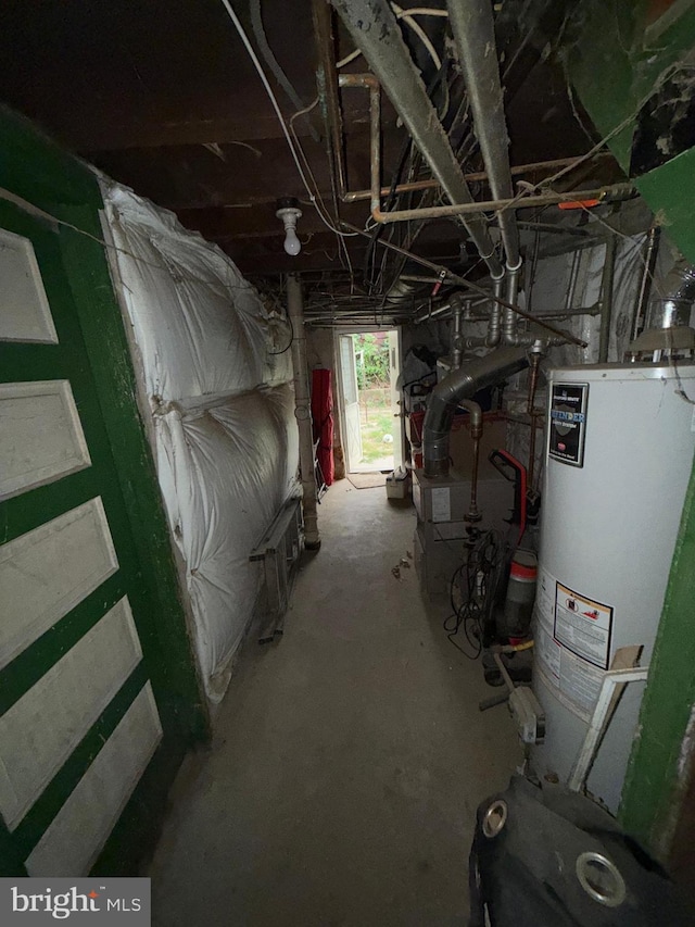 basement with gas water heater