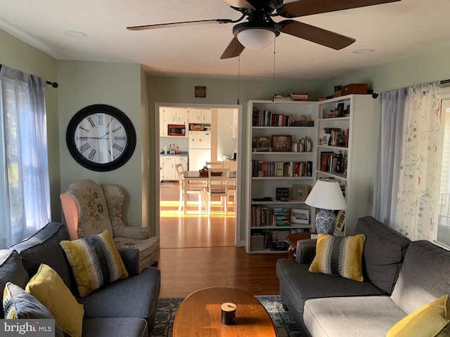 living room with hardwood / wood-style floors