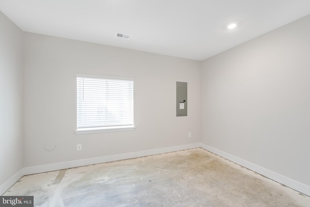 110 Stilly Way, Annapolis, MD 21403 - unfurnished room with electric panel, baseboards, unfinished concrete floors, and recessed lighting