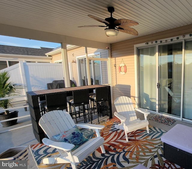 view of patio / terrace with a ceiling fan