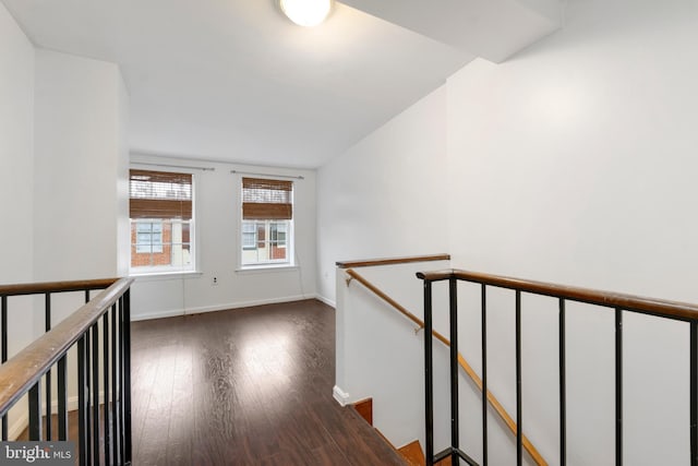 hallway featuring dark wood-type flooring