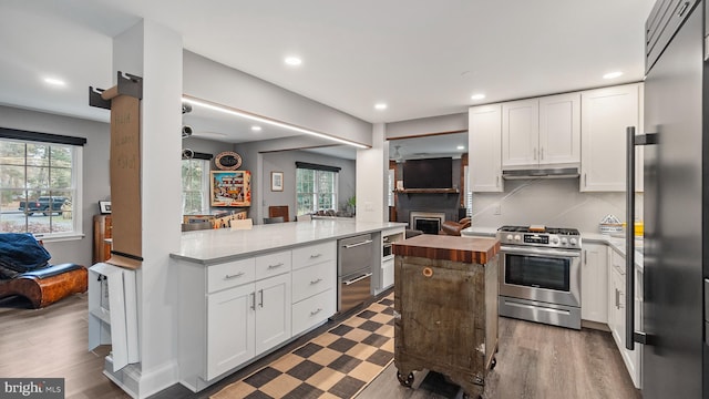 kitchen with white cabinets, a healthy amount of sunlight, and stainless steel appliances