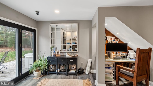 office featuring hardwood / wood-style floors