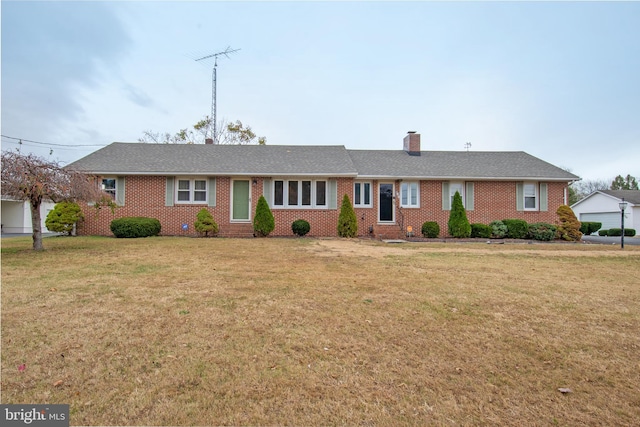 ranch-style house with a front lawn