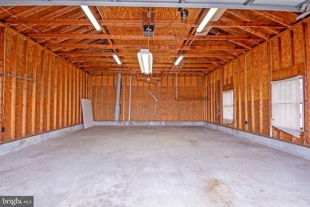 garage with a garage door opener