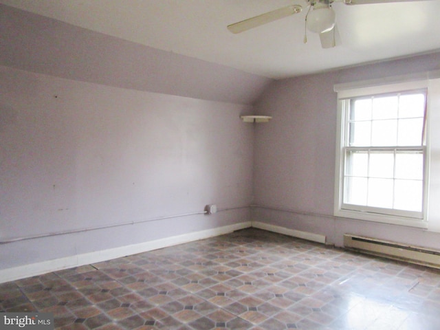 8240 Greenleek Hill Rd, Nanjemoy, MD 20662 - bonus room with lofted ceiling, a ceiling fan, and a baseboard heating unit