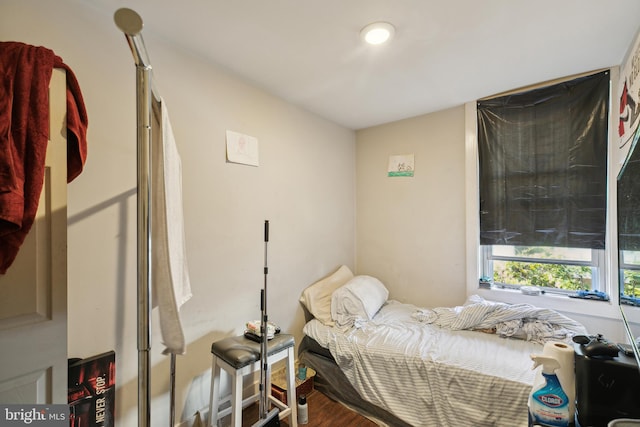 bedroom with wood-type flooring