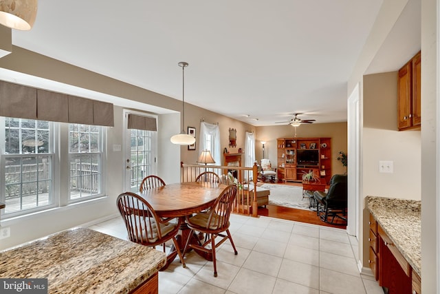 dining room featuring ceiling fan and light hardwood / wood-style floors