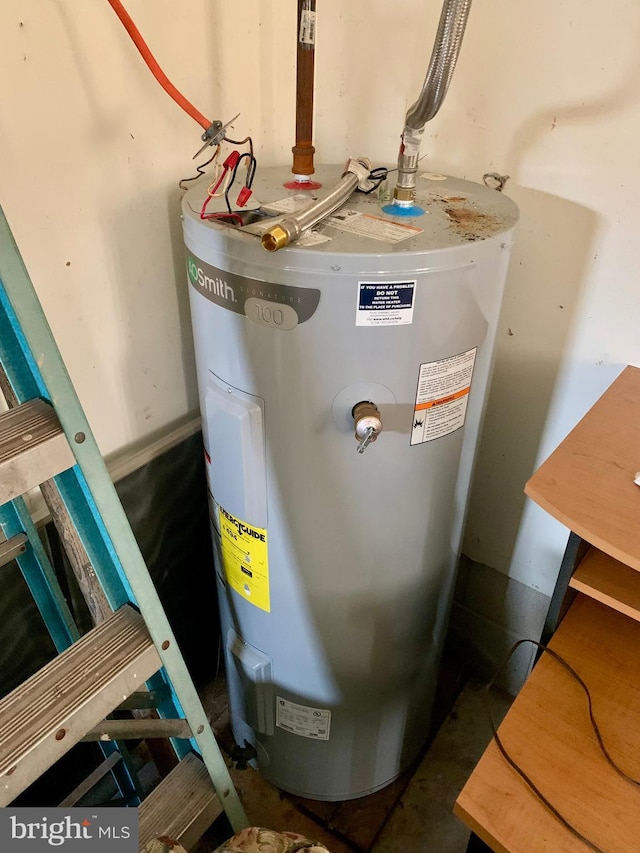 utility room with water heater