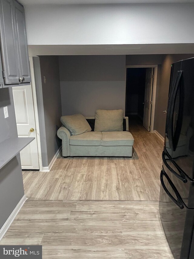 living room with light hardwood / wood-style flooring