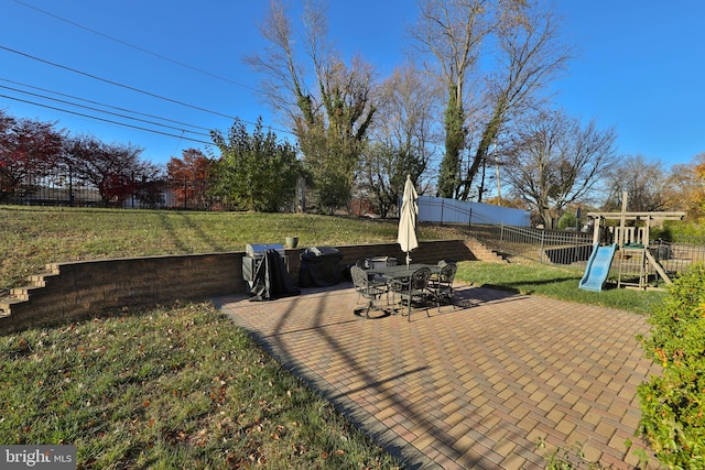 view of patio / terrace with a playground